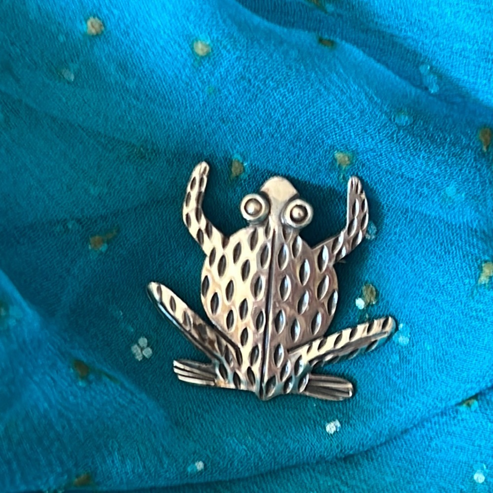 Handmade Sterling Frog Pin
